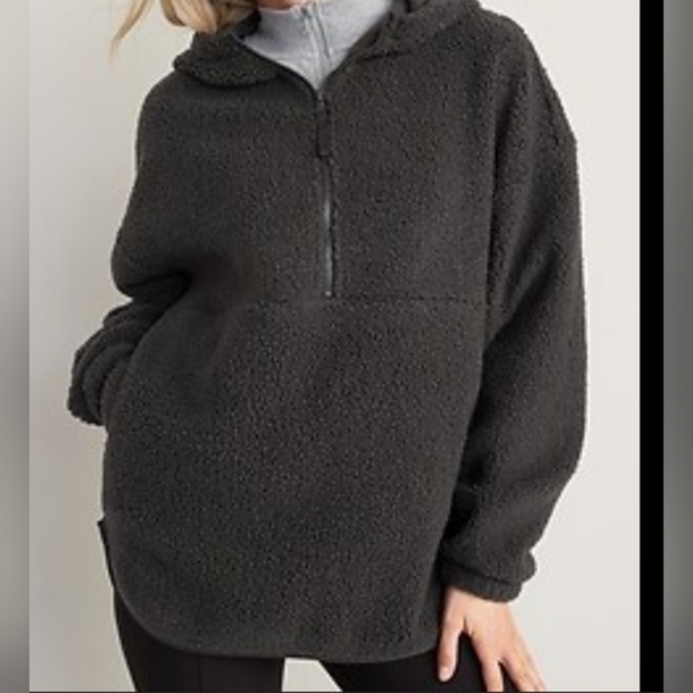 Old navy sherpa half zip tunic hoodie
